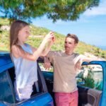 New car from Stir Rental on an Albanian road